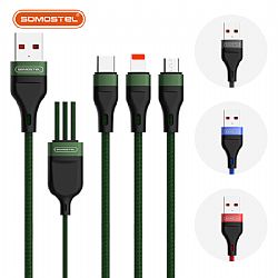 SMS- BW13 Cable de carga rápida 3 en 1 Salida 2.1A Cable de datos de carga rápida trenzado de nailon