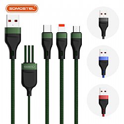 SMS- BW13 Cable de carga rápida 3 en 1 de nylon trenzado con salida de 2,1A