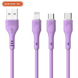 Cable USB de carga rápida de datos de 2A en molde para IPH/Tipo-C/Micro Interfaz