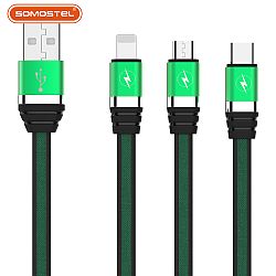 Premium 2A Metal Weaving Fast Charging Flat Data Cable