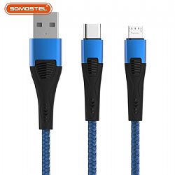 Cable de datos USB de alta gama 2.4A de carga rápida Cable de carga trenzado