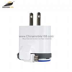 Mayoreo cargador con cable con dos entradas de USB para V8/Iphone