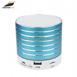 Portable mini bluetooth speaker with blue fabric design