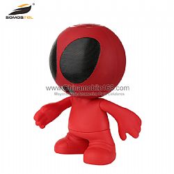 Portable mini bluetooth speaker with alien design and LED light
