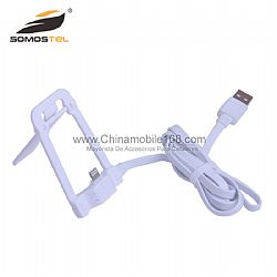 2 en 1 USB cable de carga de datos con el sostenedor del soporte para el iphone Samsung