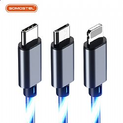 Cable USB tipo C Android, 3.1A con luz LED visible fluyendo rápido cargador cables