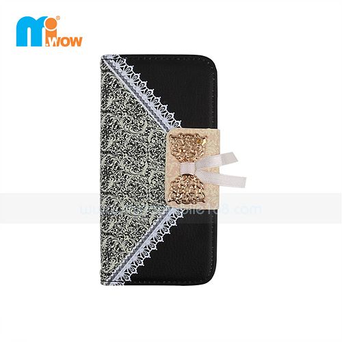 Black Fashion Lace Flip Cover Case For Iphone 6