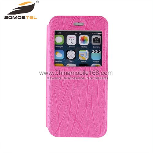 window view leather case for iPhone 6 red
