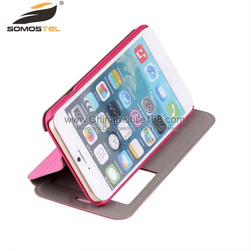 window view leather case for iPhone 6 red