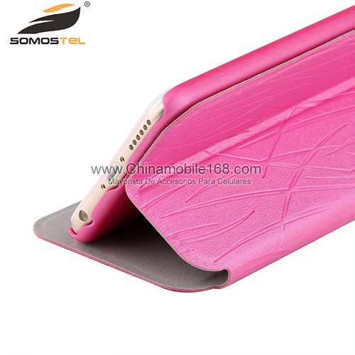 window view leather case for iPhone 6 red