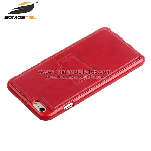 estuche de cuero rojo para iphone 6 plus