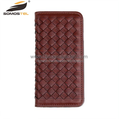stripe weave grid flip stand case for iPhone 6