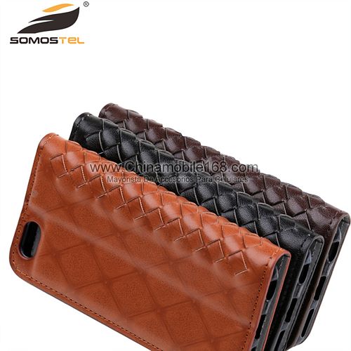 stripe weave grid flip stand case for iPhone 6