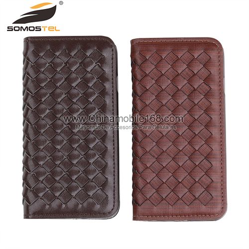 stripe weave grid flip stand case for iPhone 6