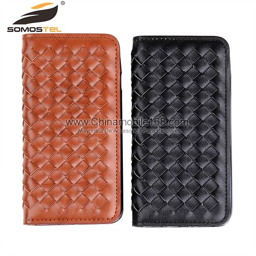 stripe weave grid flip stand case for iPhone 6