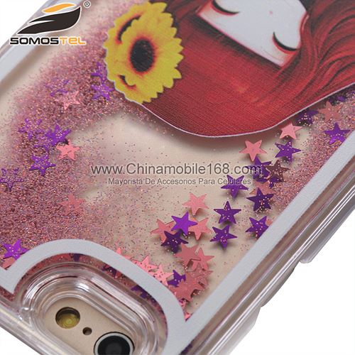 Cute Star Girls Fluid Dynamic Quicksand for iPhone case wholeasale