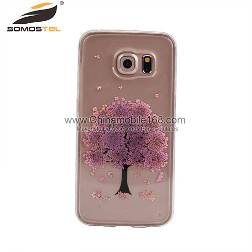 Tree real pressed flowers phone case for Samsung galaxy S6 edge