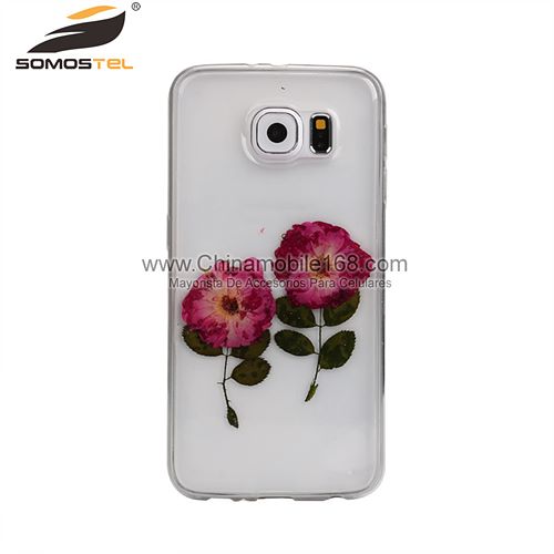 red flower pressed phone case