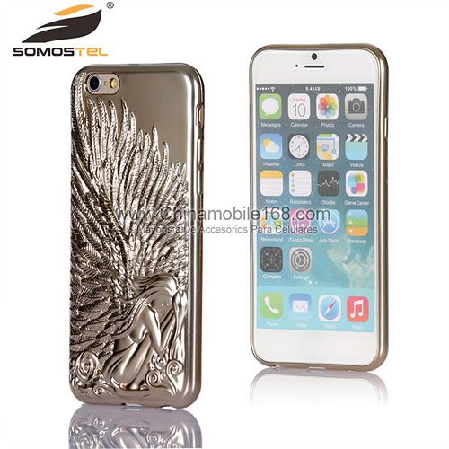 3D Lujo chapado alas del ángel funda para el iPhone 6