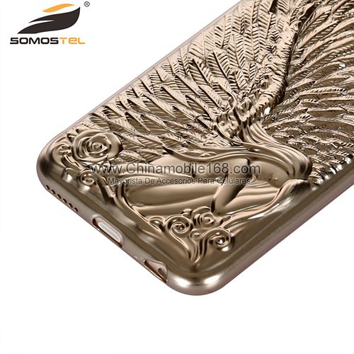 3D Lujo chapado alas del ángel funda para el iPhone 6