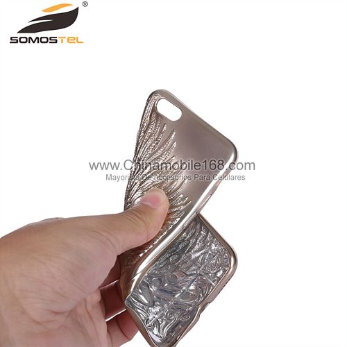 3D Lujo chapado alas del ángel funda para el iPhone 6