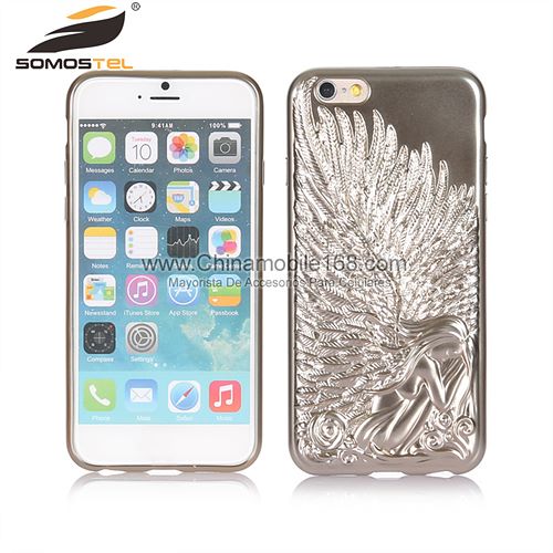 3D Lujo chapado alas del ángel funda para el iPhone 6