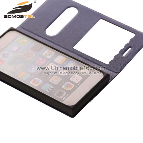 Window View Flip Folio Leather Cover Case for iPhone 6