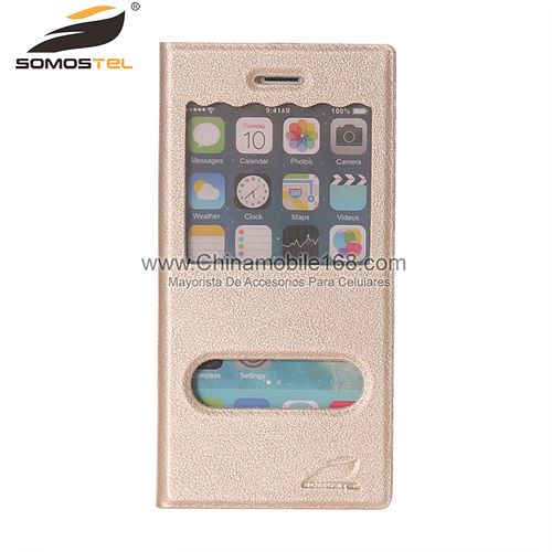 Window View Flip Folio Leather Cover Case for iPhone 6