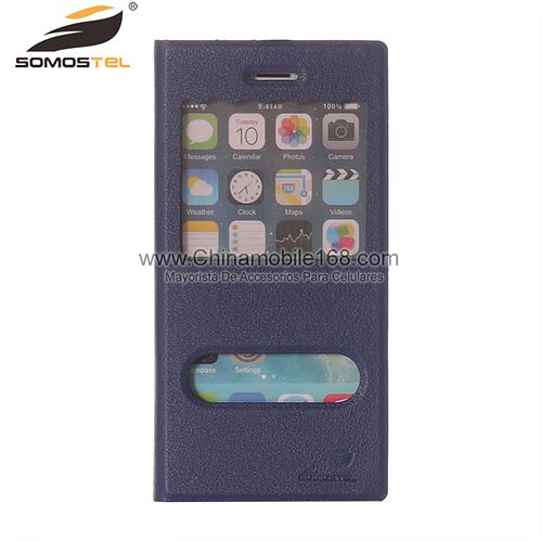 Window View Flip Folio Leather Cover Case for iPhone 6