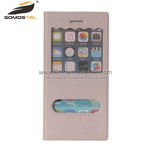 Window View Flip Folio Leather Cover Case for iPhone 6