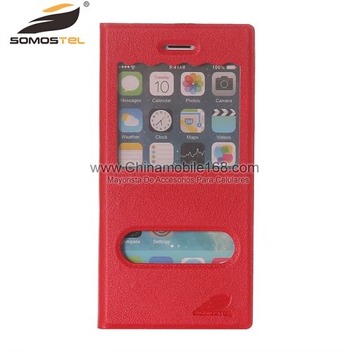 Window View Flip Folio Leather Cover Case for iPhone 6