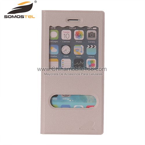 Window View Flip Folio Leather Cover Case for iPhone 6