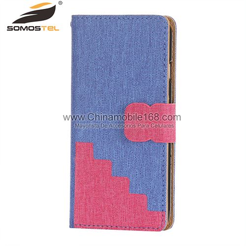 Canvas Folio Flip Stand Stitching Leather Case