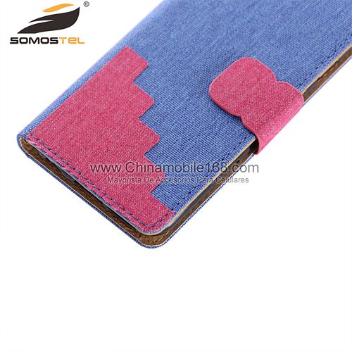 Canvas Folio Flip Stand Stitching Leather Case