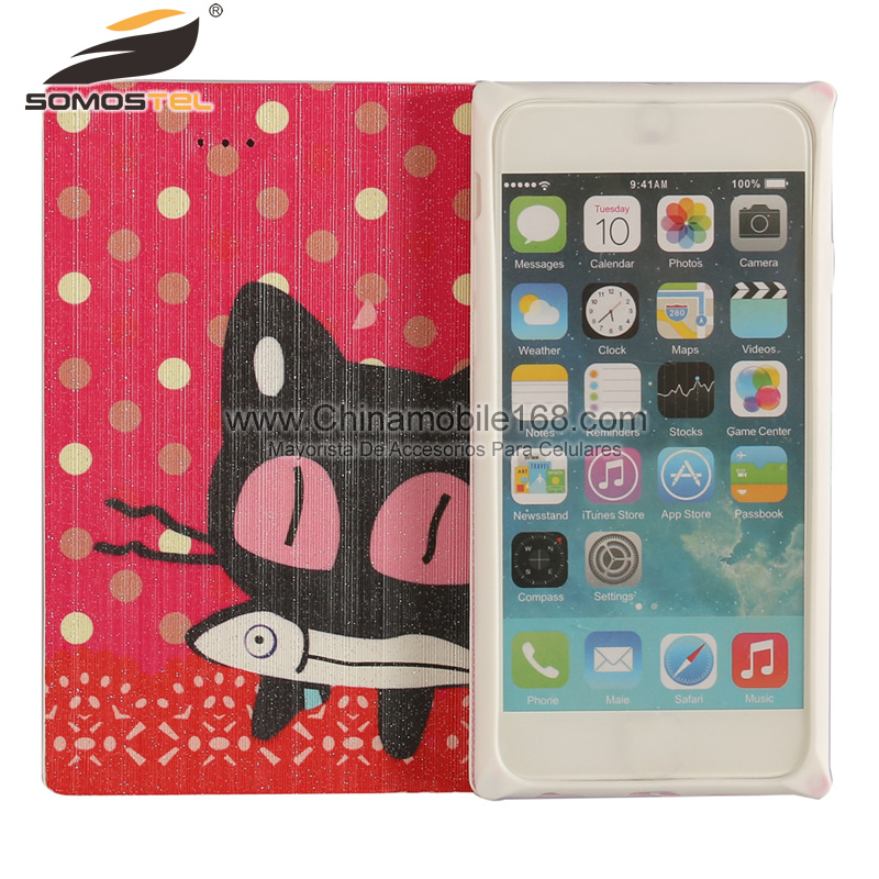 Cat double-sided leather cell phone case