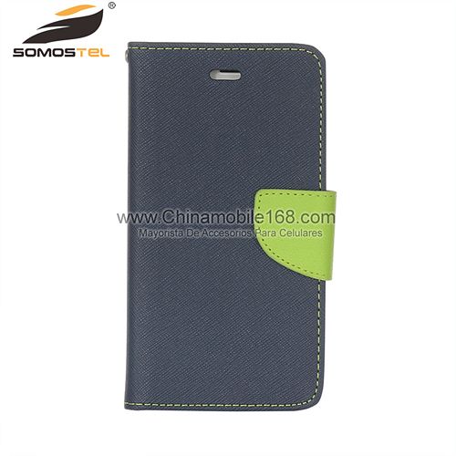 Flip Stand Hit Color Leather Cell Phone Case