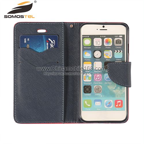 Flip Stand Hit Color Leather Cell Phone Case