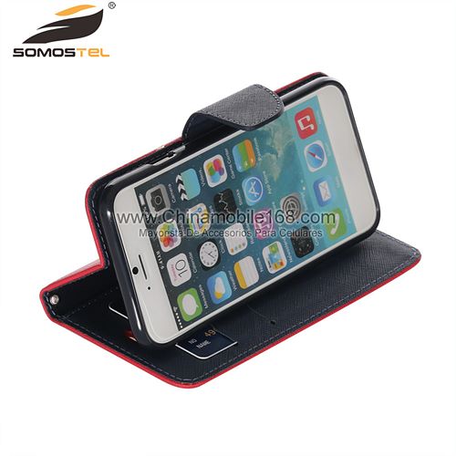 Flip Stand Hit Color Leather Cell Phone Case
