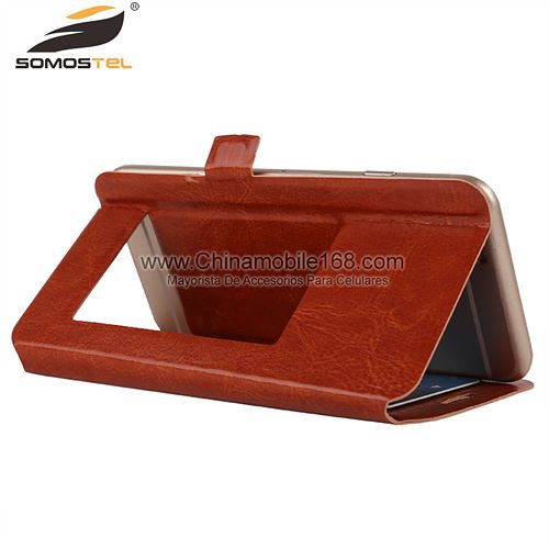 Window View Universal Leather Cell Phone Case