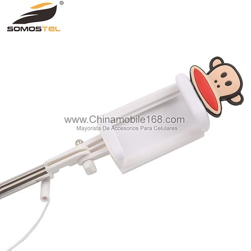 mini cartoon wire control selfie stick