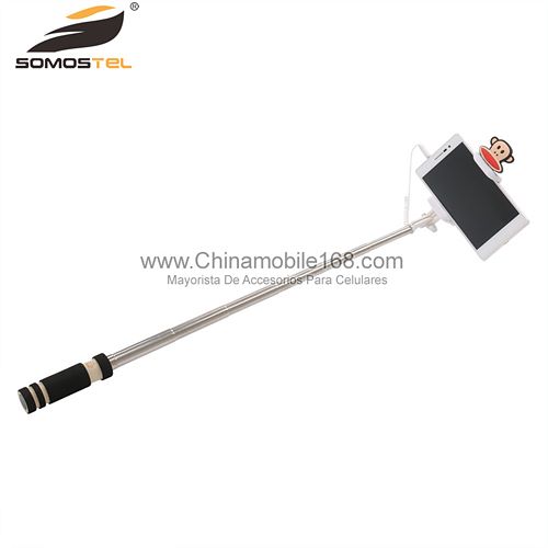 mini cartoon wire control selfie stick