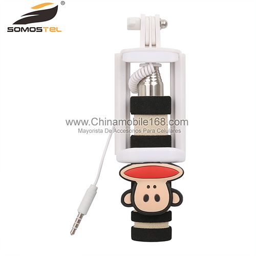 mini cartoon wire control selfie stick