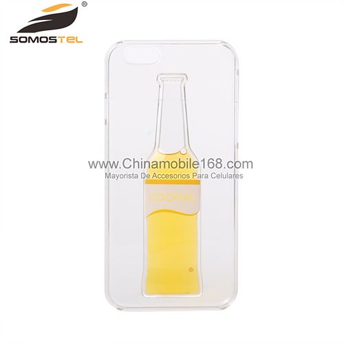 Funda plastico transparente con botella cooktail de aceite liquido