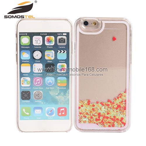 Funda plastico transparente arena movediza liquido para iPhone