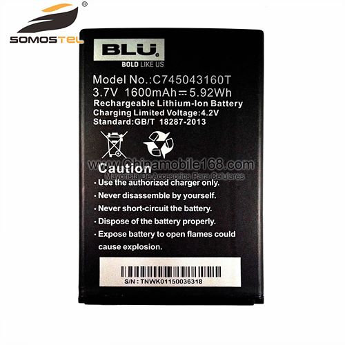 Nueva batería de repuesto compatibles BLU 3.7V 1600mAh C745043160T